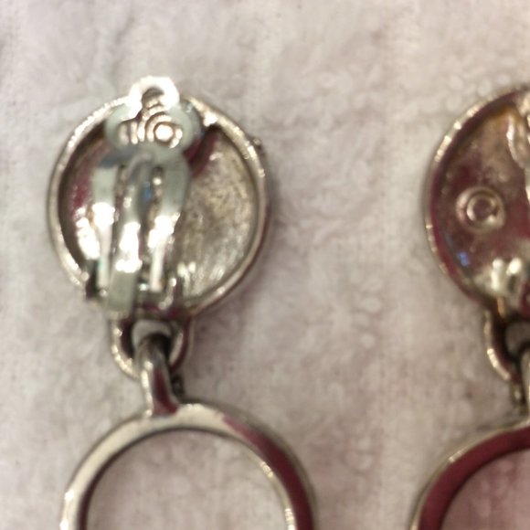 Vintage 1990 Silver chain link earrings - Picture 6 of 13